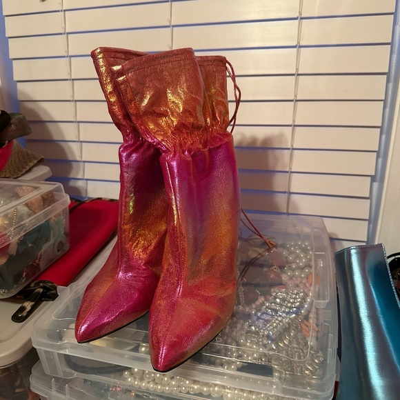 Rogue Shoes - Rogue Vibrant Pink and Orange Heeled Boots